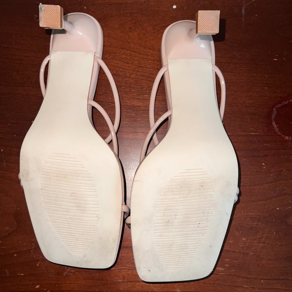 Women's Thong Heels Sandals Square Open Toe Strappy Heeled Sandal Slip - Picture 8 of 11